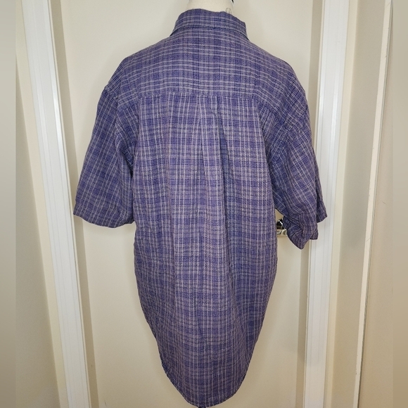 Purple Check Linen Men's shirt - Picture 4 of 9